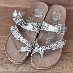 Mad Love (Target) Cross Toe Cork Snake Print Sandals Size 8